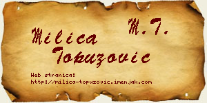 Milica Topuzović vizit kartica